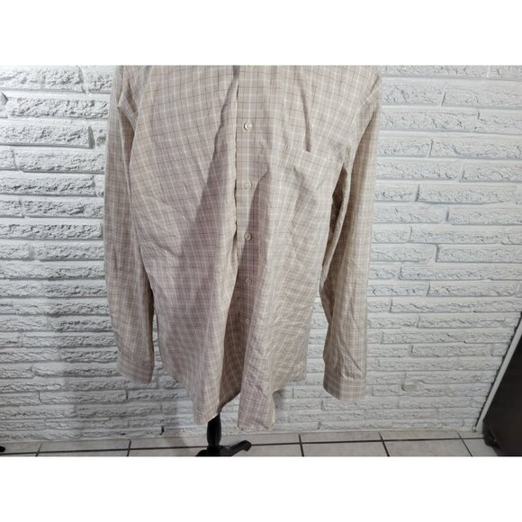 Pronto Uomo Men Shirt 3XLT Long Sleeve Collar Casual Non Iron Beige PLA51XE - Picture 4 of 8